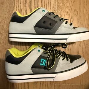 DC Kids' Gray and Black Sneakers with Neon Accents